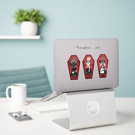 Custom-Cut Vinyl Sticker シール (デスク上のノートパソコン)