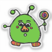 Custom-Cut Vinyl Sticker - Allen Alien シール (正面)