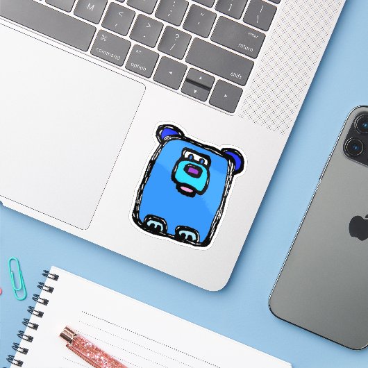 Custom-Cut Vinyl Sticker - Bernie Bear シール (ノートパソコンとiPhone)