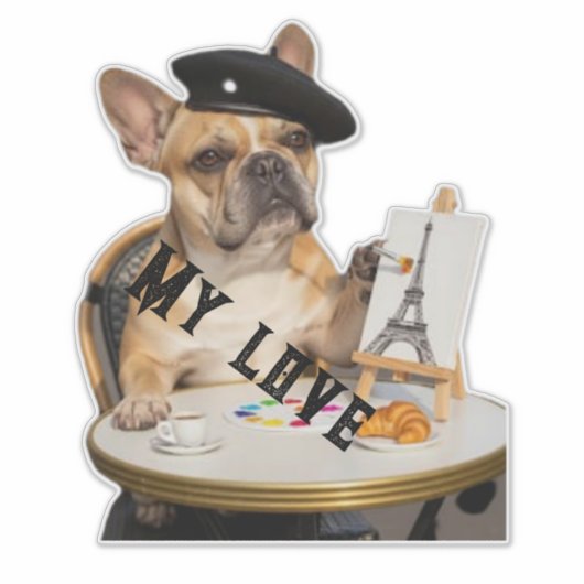 Custom-Cut Vinyl Sticker French bulldog シール (正面)