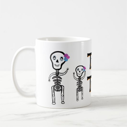 Custom-Cut Vinyl Sticker happy skeletons コーヒーマグカップ (左)