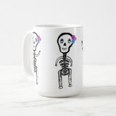 Custom-Cut Vinyl Sticker happy skeletons コーヒーマグカップ (正面左)
