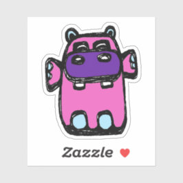 Custom-Cut Vinyl Sticker - Henrietta Hippo シール