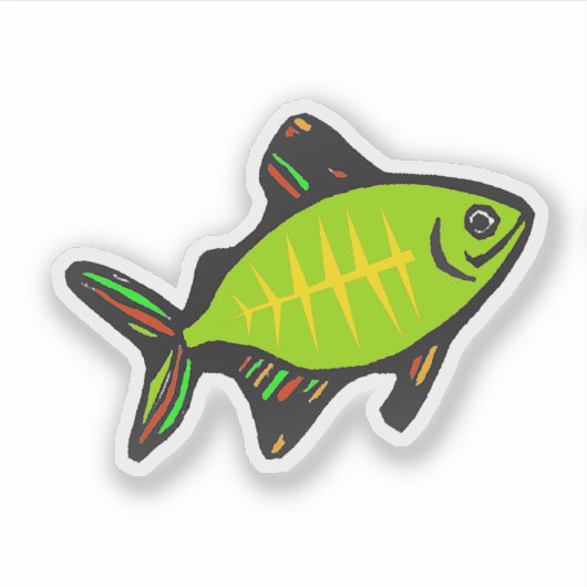 Custom-Cut Vinyl Sticker - Xavier X-ray Fish シール (正面)