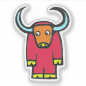 Custom-Cut Vinyl Sticker - Yogi Yak シール (正面)