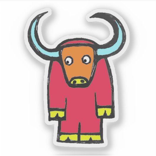 Custom-Cut Vinyl Sticker - Yogi Yak シール (正面)