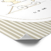 Custom Cute Bear in Car Nursery Name Date Poster ポスター (角)