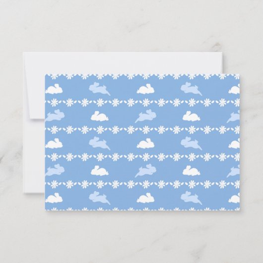 Custom Cute Bunny Daisy Blue Easter Note Card ノートカード (裏面)