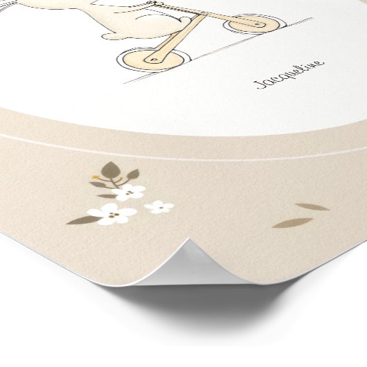 Custom Cute Bunny Nursery Decor - Baby Name ポスター (角)