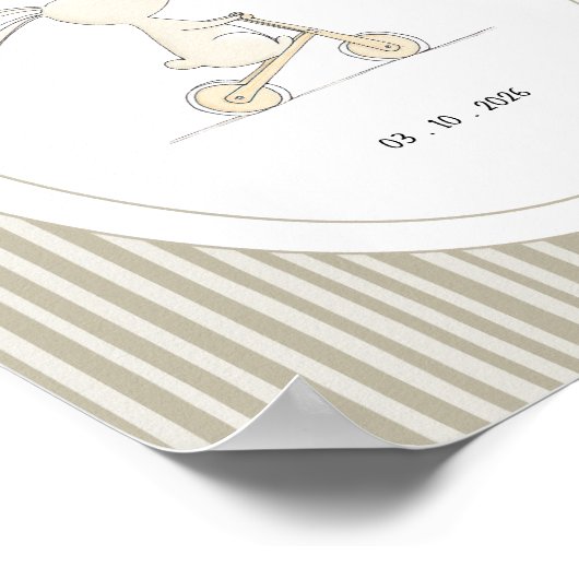 Custom Cute Bunny Nursery Name Date Poster ポスター (角)