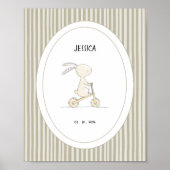 Custom Cute Bunny Nursery Name Date Poster ポスター (正面)