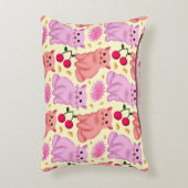 Custom Cute Cat Cherry Floral Pattern アクセントクッション (正面(垂直))