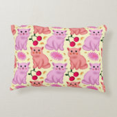 Custom Cute Cat Cherry Floral Pattern アクセントクッション (裏面)