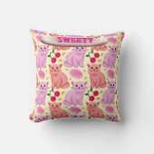 Custom Cute Cat Cherry Floral Pattern クッション (正面)