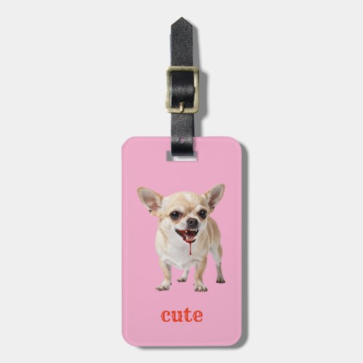 Custom Cute Chihuahua Aggro Nasty Vicious ラゲッジタグ (正面縦)
