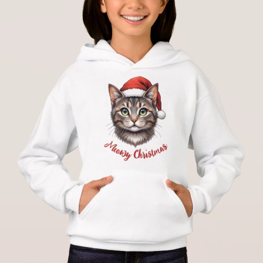 Custom Cute Christmas Cat with Santa Hat (正面)