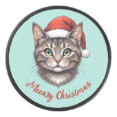 Custom Cute Christmas Cat with Santa Hat アイスホッケーパック (正面)