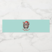Custom Cute Christmas Cat with Santa Hat ペットボトルラベル (シングルラベル)