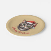 Custom Cute Christmas Cat with Santa Hat ペーパープレート (アングル)