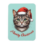 Custom Cute Christmas Cat with Santa Hat マグネット (縦)