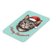 Custom Cute Christmas Cat with Santa Hat マグネット (左側)