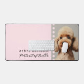Custom Cute Dog Name Photo Funny Quote Pastel Pink デスクマット (キーボード&マウス)