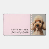 Custom Cute Dog Name Photo Funny Quote Pastel Pink デスクマット (正面)