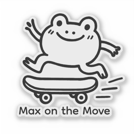 Custom Cute Frog Skateboard Sticker – Personalized シール (正面)