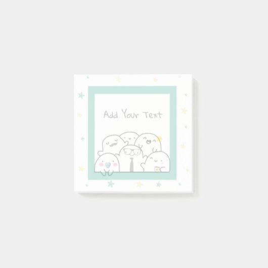 Custom Cute Ghost Family Girly Green Design ポストイット (正面)