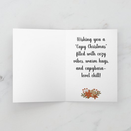 Custom Cute Hand Drawn Capybara Pun Christmas カード (内部)