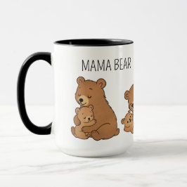 Custom Cute Hand Drawn Mama Bear Baby Bear Coffee  マグカップ