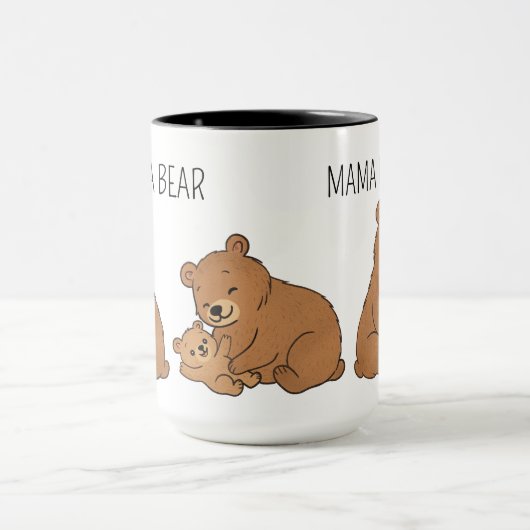 Custom Cute Hand Drawn Mama Bear Baby Bear Coffee  マグカップ (中央)