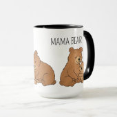 Custom Cute Hand Drawn Mama Bear Baby Bear Coffee  マグカップ (正面右)