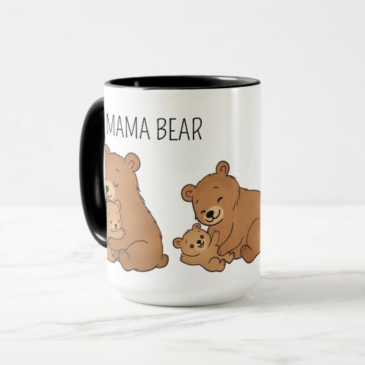 Custom Cute Hand Drawn Mama Bear Baby Bear Coffee  マグカップ (正面左)