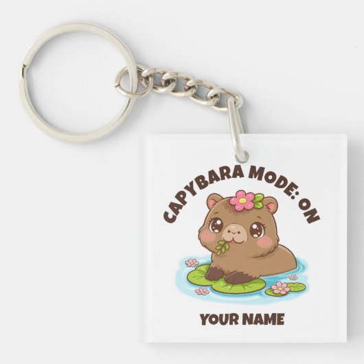 Custom Cute Kawaii Capybara Mode キーホルダー (正面)