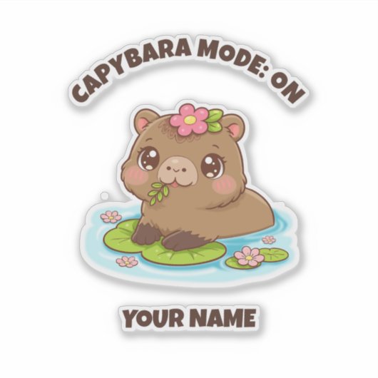 Custom Cute Kawaii Capybara Mode シール (正面)