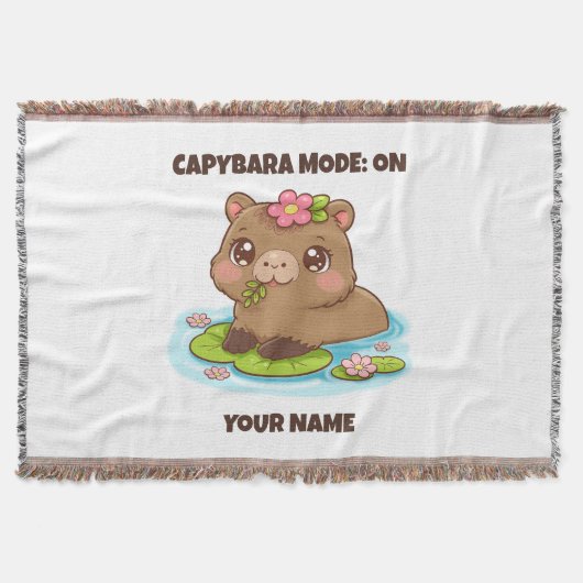 Custom Cute Kawaii Capybara Mode スローブランケット (正面)