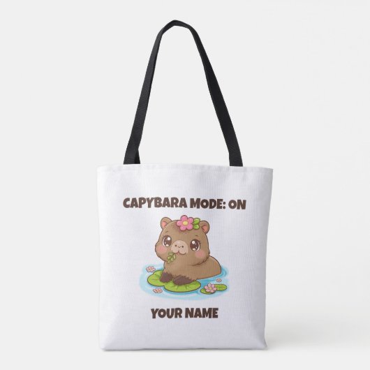 Custom Cute Kawaii Capybara Mode トートバッグ (裏面)