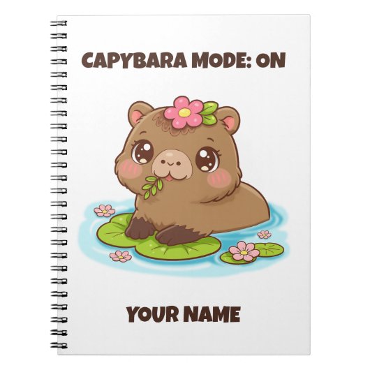 Custom Cute Kawaii Capybara Mode ノートブック (正面)