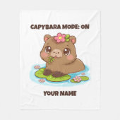 Custom Cute Kawaii Capybara Mode フリースブランケット (正面)