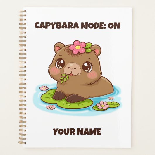 Custom Cute Kawaii Capybara Mode プランナー手帳 (正面)