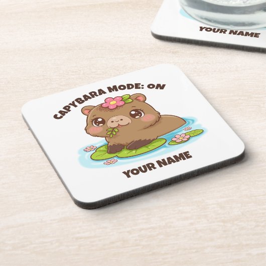 Custom Cute Kawaii Capybara Mode Coaster コースター (左側)