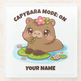 Custom Cute Kawaii Capybara Mode Glass Coaster ガラスコースター