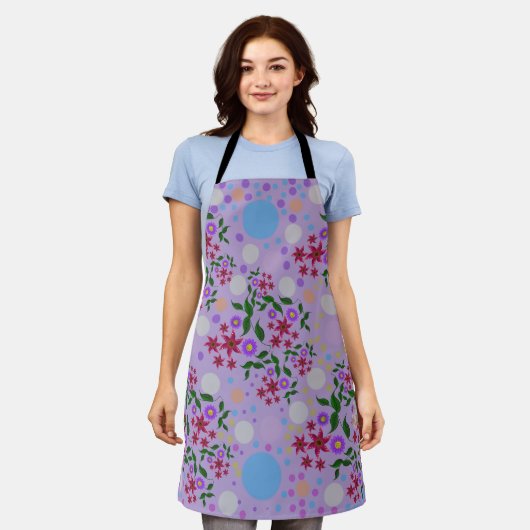 Custom Cute Kidcore Confetti Floral & Vine Pattern エプロン (着用した状態)