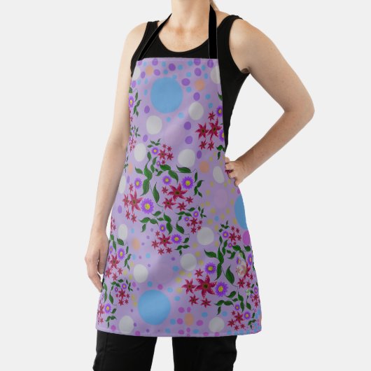 Custom Cute Kidcore Confetti Floral & Vine Pattern エプロン (インサイチュ)
