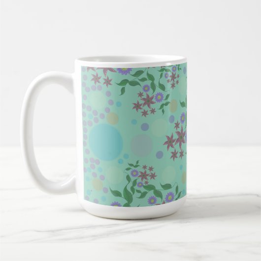 Custom Cute Kidcore Confetti Floral & Vine Pattern コーヒーマグカップ (左)