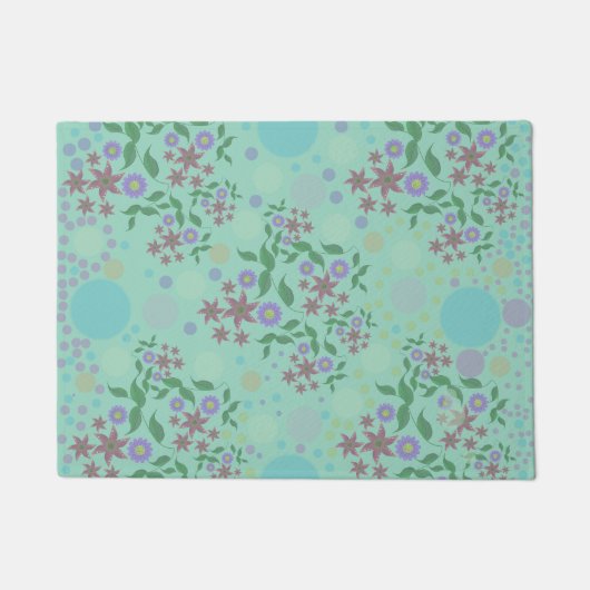 Custom Cute Kidcore Confetti Floral & Vine Pattern ドアマット (正面)