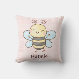 Custom cute lovely bee Pastel Nursery Pink クッション