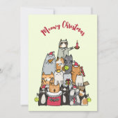 Custom Cute Meowy Christmas Cartoon Cats Photo シーズンカード (正面)