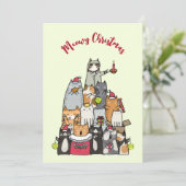 Custom Cute Meowy Christmas Cartoon Cats Photo シーズンカード (スタンド正面)